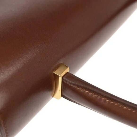 Hermes Marron Fonce Box Calf Piano Handbag - Picture 5 of 10